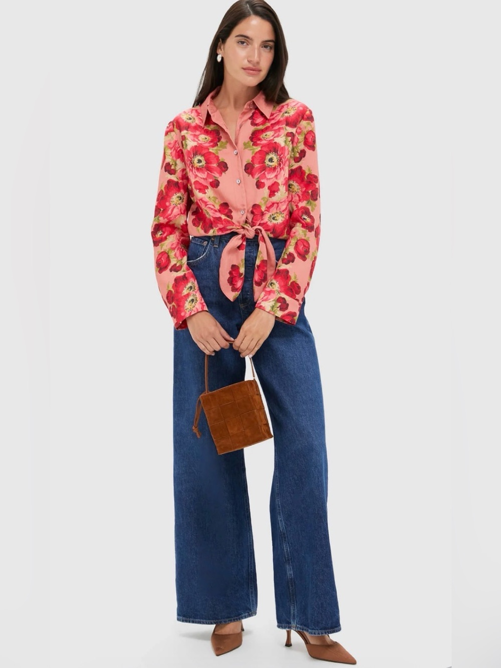 Tuckernuck Coral Poppy Rebecca Blouse Size Medium